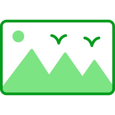 Dağ manzarası simgesi, vektör illüstrasyonu