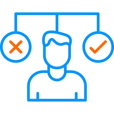 bir karar simgesi, vektör illüstrasyonu yapan kişi  