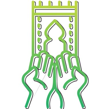 Elleri olan kilise, dua kavramı. Web simgesi basit illüstrasyon