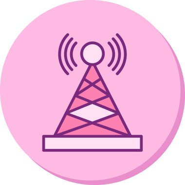 Uydu kulesi işaret çizgisi ağ simgesi, vektör illüstrasyonu