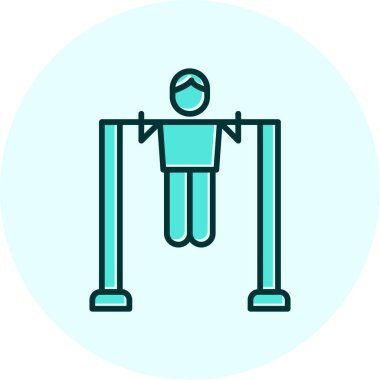 Çubuk Simgesini Aç, Çekme Egzersizi Yapan Kişi. Vektör İllüstrasyonu 