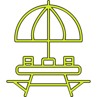 Sahildeki Açık Masa simgesinin vektör çizimi. 