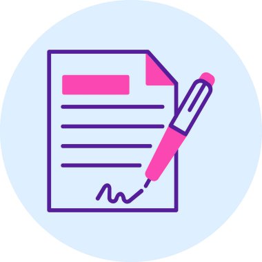 Sözleşme simgesi imzalama, basit vektör illüstrasyonu