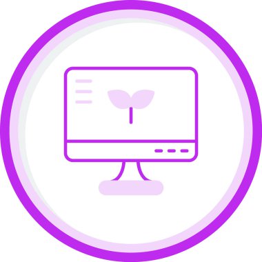 Ekranda bitki olan bilgisayar monitörü. Web simgesi vektör illüstrasyonu 