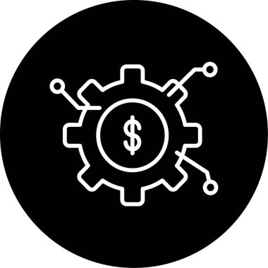 Varlık Yönetimi simgesi. Çarklı dolar sembolü, vektör illüstrasyonu 