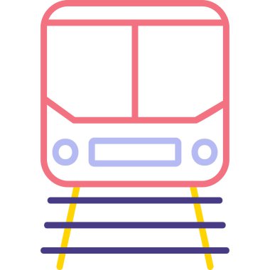 Demiryolu raylarındaki tren simgesi, vektör illüstrasyonu 