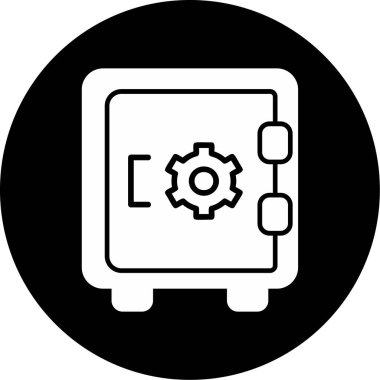 Dolap, güvenli, Vector Line Illustration. İş ve Finans simgesi.