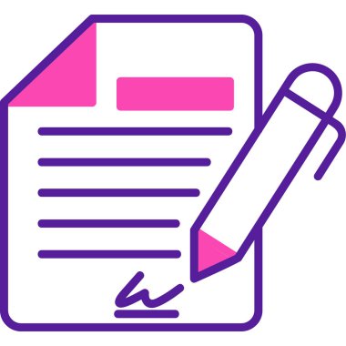 Sözleşme simgesi imzalama, basit vektör illüstrasyonu