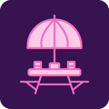 Sahildeki Açık Masa simgesinin vektör çizimi. 