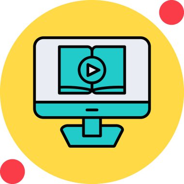 Video dersi için. Web simgesi basit illüstrasyon