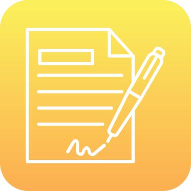 Sözleşme simgesi imzalama, basit vektör illüstrasyonu