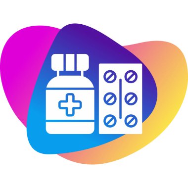 Haplı ilaç şişesi. Web simgesi basit illüstrasyon