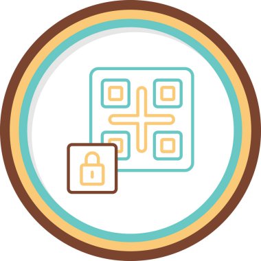 Asma Kilit Simgesi ile Qr Kodu, Vektör İllüstrasyonu 