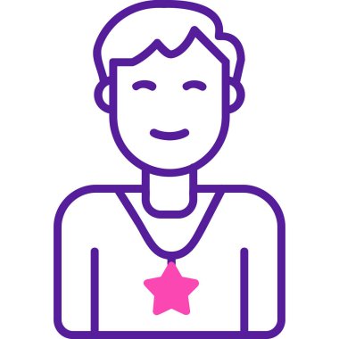 Yıldızlı erkek avatar. Web simgesi basit illüstrasyon 