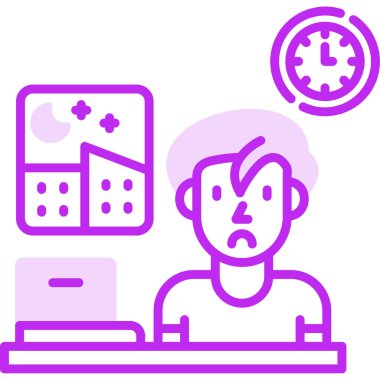 Fazla mesai web simgesi, vektör illüstrasyonu