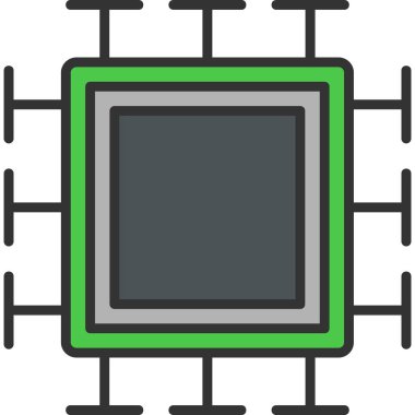  Mikroçip. Web simgesi basit illüstrasyon