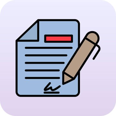 Sözleşme simgesi imzalama, basit vektör illüstrasyonu