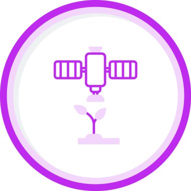 Uydu ve bitki simgesi, vektör illüstrasyonu 