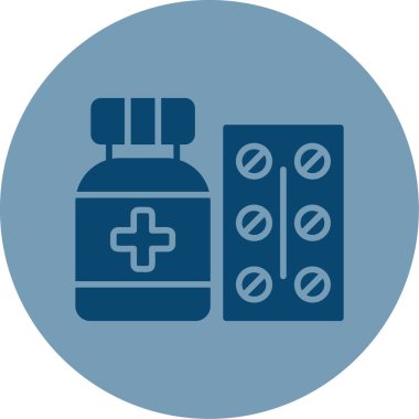 Haplı ilaç şişesi. Web simgesi basit illüstrasyon