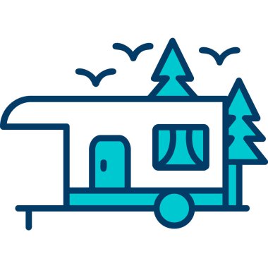 kamp karavan simge vektör çizim