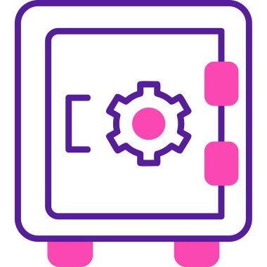 Dolap, güvenli, Vector Line Illustration. İş ve Finans simgesi.