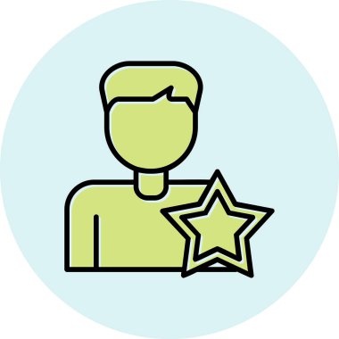 Yıldızlı adam, teşvikli ikon vektör illüstrasyonu