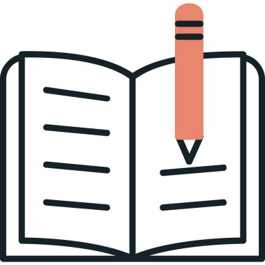 kitap ve kalem ikonu vektör illüstrasyonu