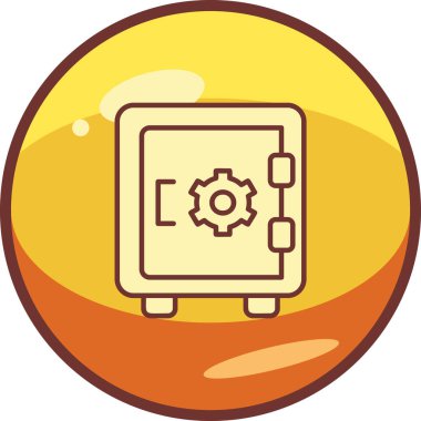 Dolap, güvenli, Vector Line Illustration. İş ve Finans simgesi.