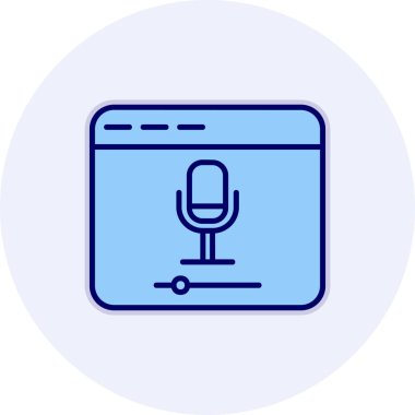 Çevrimiçi Kayıt, mikrofon ikonu vektör illüstrasyonu