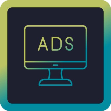 Web reklam simgesi, metin reklamları ile monitör, vektör illüstrasyonu