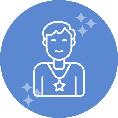 Yıldızlı erkek avatar. Web simgesi basit illüstrasyon 