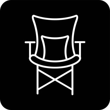 Kamp Sandalyesi Web simgesi, vektör illüstrasyonu