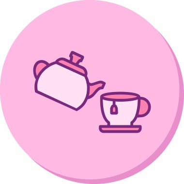 Çaydanlık ve çaydanlık ikon vektör çizimi