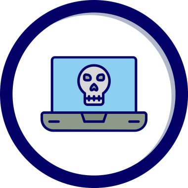 Laptop vektör çiziminde ölü kafatası simgesi