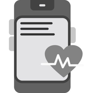 Ekranda kalp atış hızı simgesi olan akıllı aygıt, vektör, beyaz arkaplanda izole. Görüntü.