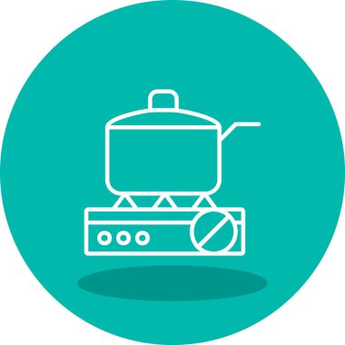 Gaz ocağında tava pişirmek. Web simgesi basit illüstrasyon