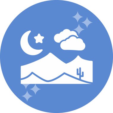 Dağdaki gece sahnesinin vektör illüstrasyonu 