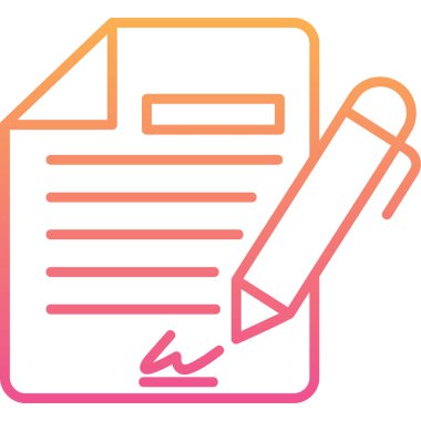 Sözleşme simgesi imzalama, basit vektör illüstrasyonu