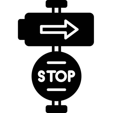 Tek Yol İşaret Ağı simgesi, vektör illüstrasyonu