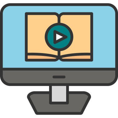 Video dersi için. Web simgesi basit illüstrasyon