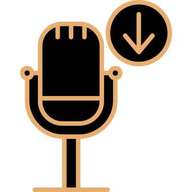 Podcast İndirme. Web simgesi basit illüstrasyon        