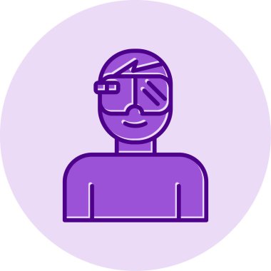 Artırılmış gerçeklik gözlüğü olan adam ikon vektör illüstrasyon tasarımı