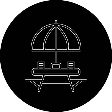 Sahildeki Açık Masa simgesinin vektör çizimi. 