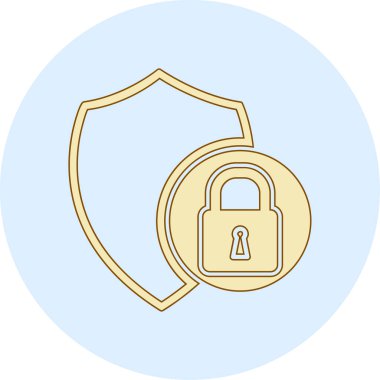 Güvenlik kalkanı simgesi, vektör illüstrasyonu