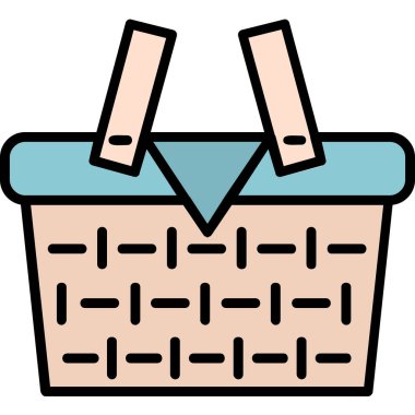 piknik sepeti simge vektör çizim