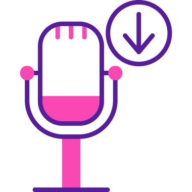 Podcast İndirme. Web simgesi basit illüstrasyon        
