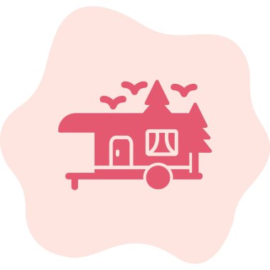 kamp karavan simge vektör çizim