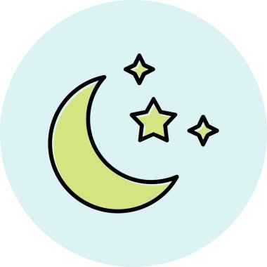 Yıldızlı ay. Web simgesi basit illüstrasyon 