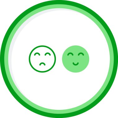 Mutlu ve üzgün yüz ifadeleri. Web basit illüstrasyonu