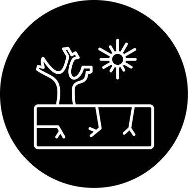 Kuraklık web simgesi, vektör illüstrasyonu, beyaz arkaplanda izole edilmiş küresel ısınma işareti 